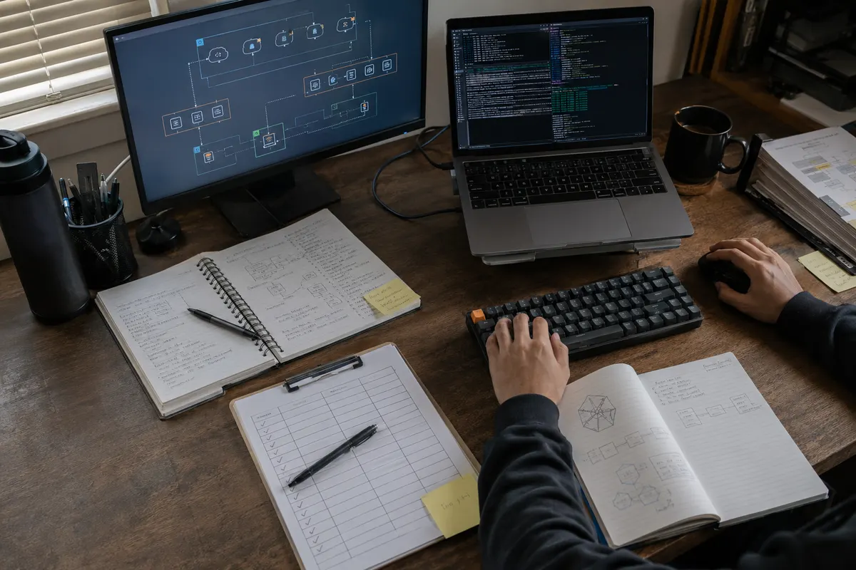 Terminal, mimari notlar ve görev takip materyalleri bulunan cloud öğrenme çalışma alanı.